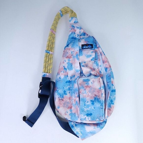 KAVU Rope Sling Light Blue Tie Dye Slingback School Bag Casual Backpack - Picture 1 of 11